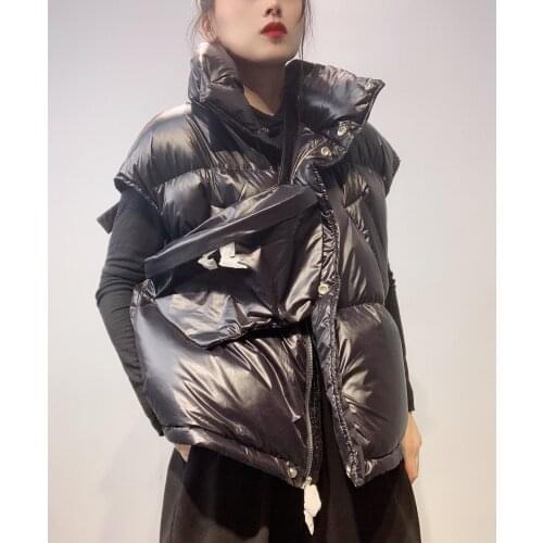 Trendy brand fashion bright face Down jacket Vest Women 2021 Winter New style with waist bag thick Korean duck down vest Women