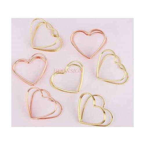 10pcs Love business card holder rose gold golden paper clip cartoon