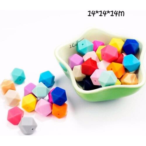 Sutoyuen 14mm Hexagon Silicone Beads 10pcs Teething Baby Teether Beads for DIY Jewelry Toy Shower Gift Necklace Pacifier Chain