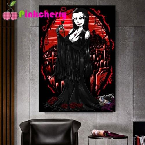 5D DIY Diamond Painting Black Horror Girl Full Drill Diamond Embroidery Halloween Art Rhinestones Pictures Handmade Gift k1233