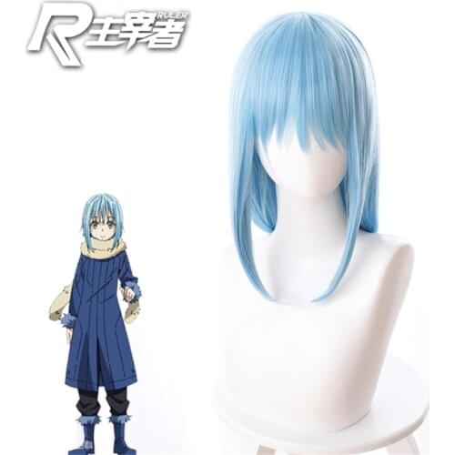 Cos Gift 40cm Anime That Time I Got Reincarnated as a Slime Rimuru Tempest Wig Cosplay Playing Light Blue Hair Hair Halloween