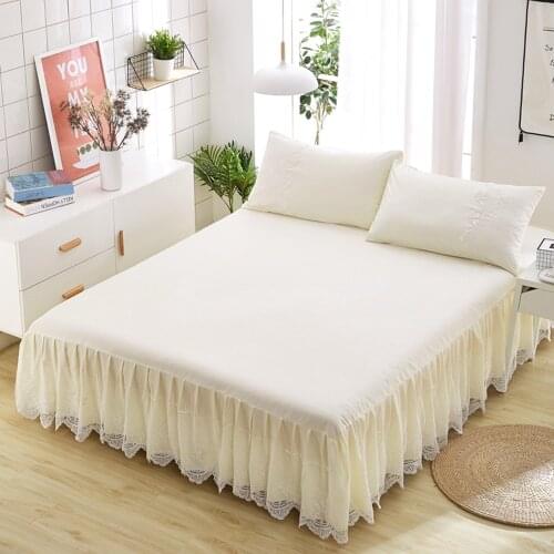 Ins Princess Style Double Layer Lace Bedspread Non-Slip Sheets Bed Cover Korean Of Lace Bed Skirt Pillowcase Home Decor