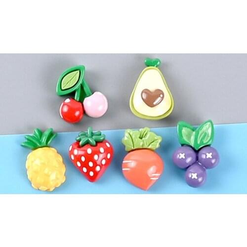 DIY Jewelry Findings Ornament Accessories Fruit Pineapple Strawberry Carrot Grape Cherry Avocado Fruit Embellishments 20pcs