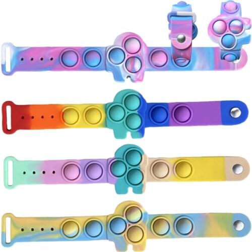 Rainbow pops bubble its fidget bracelet toy simple dimple anxiety sensory autism adhd anti stress relief toy for children adults
