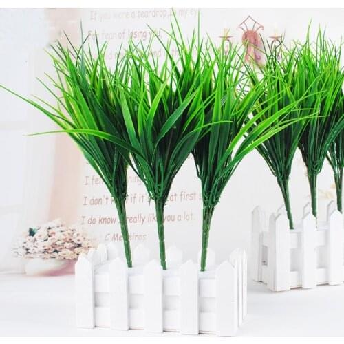 7 Branch Artificial Grass Plastic Plants Fake Flower Household Wedding Arrangement Christmas Home Office Decoration Accessories
