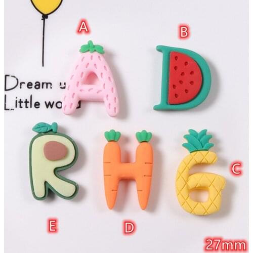 Cabochon Alphabet Letter 20pcs Fruit Letters Flat Back Resin Cabochons Scrapbooking DIY Jewelry Craft Decoration Accessories