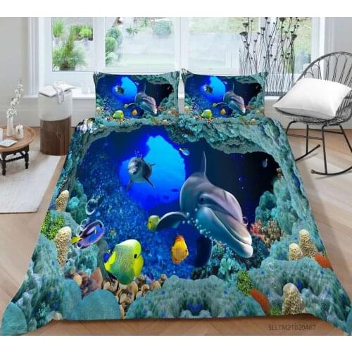 Hot Style Soft Bedding Set 3d Digital Sea World Printing 2/3pcs Duvet Cover Set Single Twin Double Full Queen King Bedclothes
