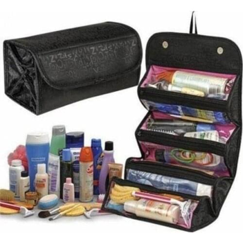 Cosmetic Bag Makeup Tools Bag Fashion Female Makeup Hanging Loop Women Toiletries Case Jewelry Organizer Zipped Compartment