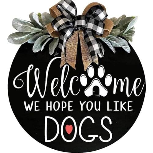 25/40CM Round Welcome Sign Thanksgiving Gift Front Door Black Welcome Wreath Wall Hanging For Farmhouse Porch Door Decoration