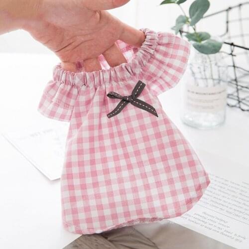 Cute Plaid Puppy Pet Skirt Summer Pet Doll Shirt Thin Breathable Princess Dress Lovely Princess Skirt for Small Dog Teddy Poodle