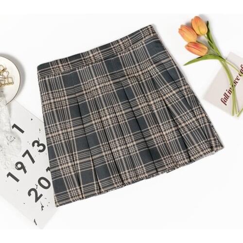 Mini Cute Japanese School Student Uniforms Ladies High Waist Kawaii Skirt Women Pleat Skirt Harajuku Preppy Style Plaid Skirts