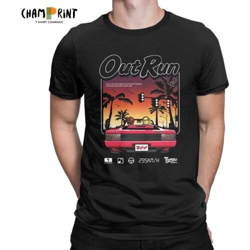 Out Run 80s Retro Arcade Game Men T Shirt Vintage Tee Shirt Short Sleeve Crewneck T-Shirt Pure Cotton 6XL Tops