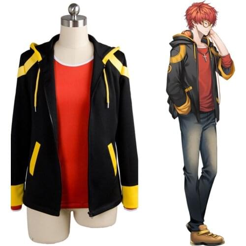 Mystic messenger 707 cosplay Costume Costume Halloween Jacket+Shirt Costume Full Set