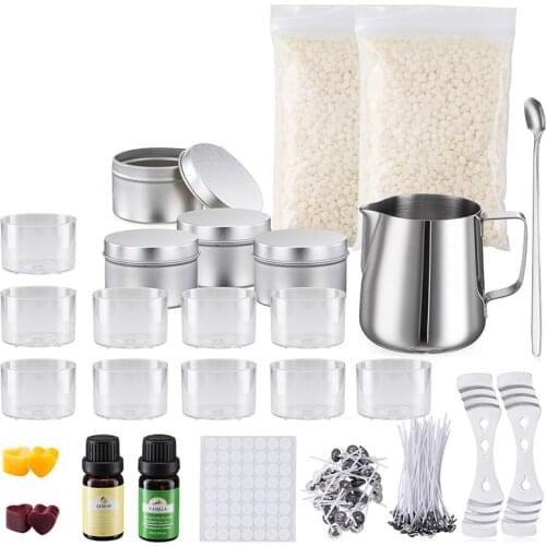 1 Set Candle Making Kit Pouring Pot Wicks Sticker DIY Candle Fixator Craft Tools DIY Handmade Candle Set With Cotton Core Holder