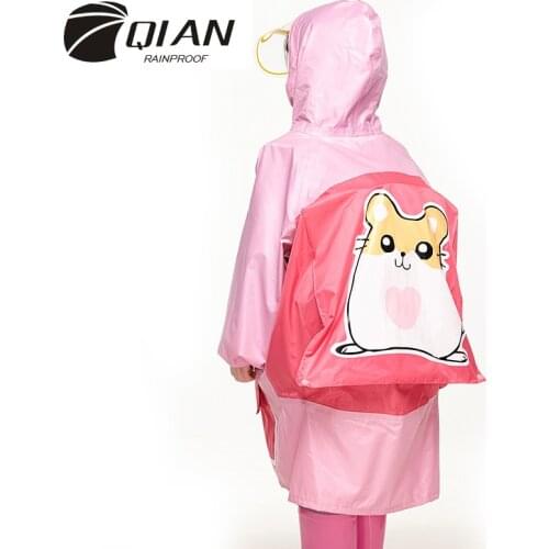 QIAN Impermeable Unisex Children Raincoat Waterproof Kids Boys Girls Rain Coat Hooded Cartoon School Tour Big Brim Rain Poncho