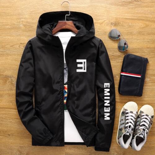 2020 New Eminem Hooded Mens Jacket Male Street windbreake Jacket Mens Windproof Casual Jacket Men 7XL