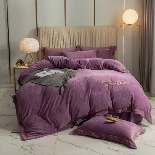Purple Winter 100% crystal velvet thickening encryption four-piece reactive printing and dyeing process duvet coverredón