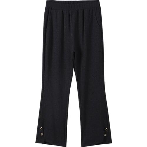 Plus Size 10XL 8XL 6XL Women Spring Autumn Long Flare Pants Femme High Waist Elastic Black Trousers OL Slim Trousers For Mujers