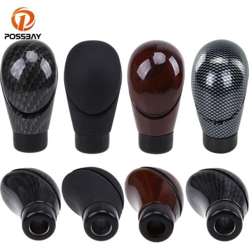 POSSBAY Car Shift Knob Carbon fiber Plastic Manual Transmission 4 Style Gear Stick Lever Shifter Handbrake Universal Adapters