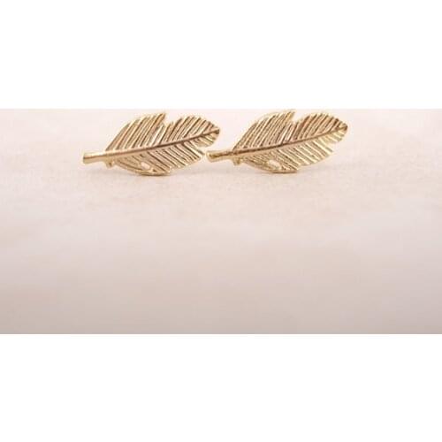 Jisensp Punk Leaf Earrings for Women Vintage Feather Stud Earring femme 2018 Everyday Jewelry Women Party Gift boucle d oreille