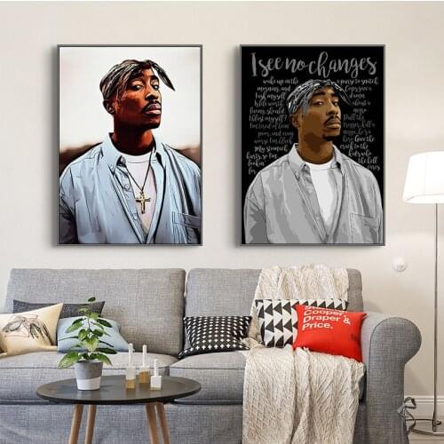 Modern Pop Singer Tupac Portrait Canvas Art Decorative Painting Posters Prints Wall Art Pictures for Living Room Decor
