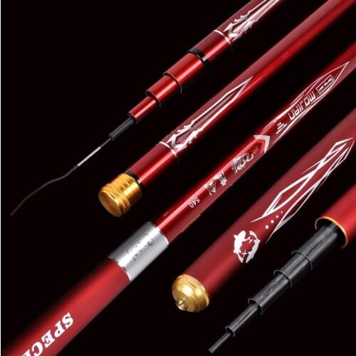 3.6m-7.2m Telescopic Fishing Rod Carbon Fiber Fishing Pole Ultra-light Carp Rod super hard Stream Hand rod for big fish A042