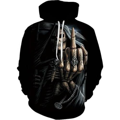 New middle finger 3d hoodie best selling movie skull printing gun mens hoodies for men and women in autumn and winter pullover
