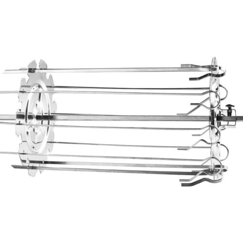 Outdoor Picnic Rotary Skewer Kebab Cage Stainless Steel Barbecue Grill with 10 Forks Oven Round Roast Stick for Rotisser DropShi