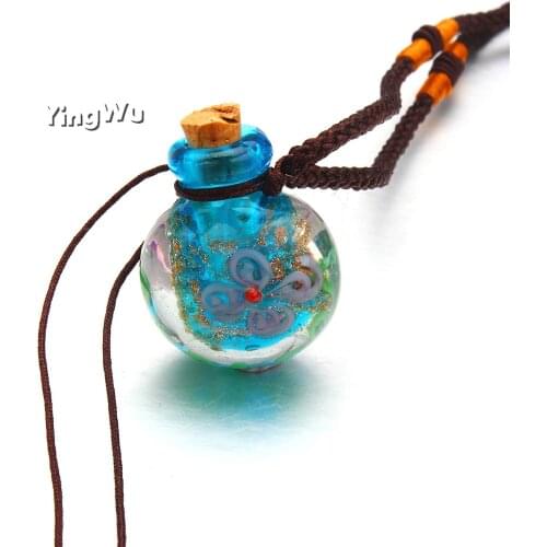 Yingwu 1PC Oil Diffuser Perfume Glass Bottle Pendant Refillable Handmade Essential Colored Glass Bottle Drop Pendant Necklace
