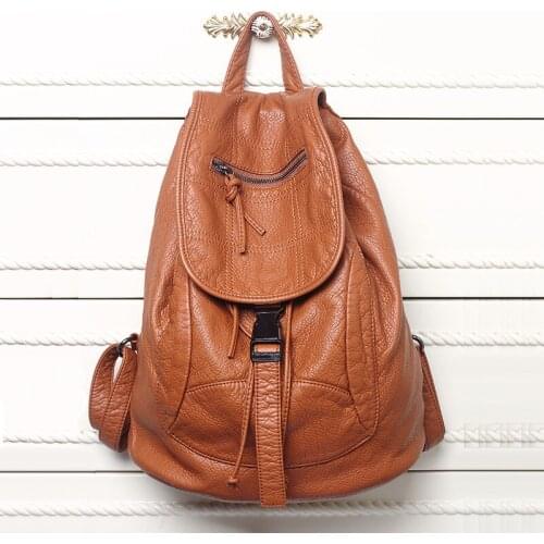 New Washed Leather Bag High-grade Leather Women Backpacks Bolsos Mochila Mujer School Backpack for Girls Travel Bag Rucksack