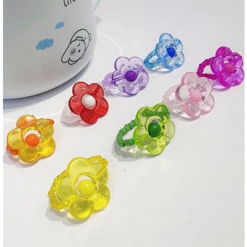 New Colorful Flower Transparent Resin Rings for Women Vintage Candy Color Geometric Finger Ring 2021 Fashion Ring Jewelry Gifts