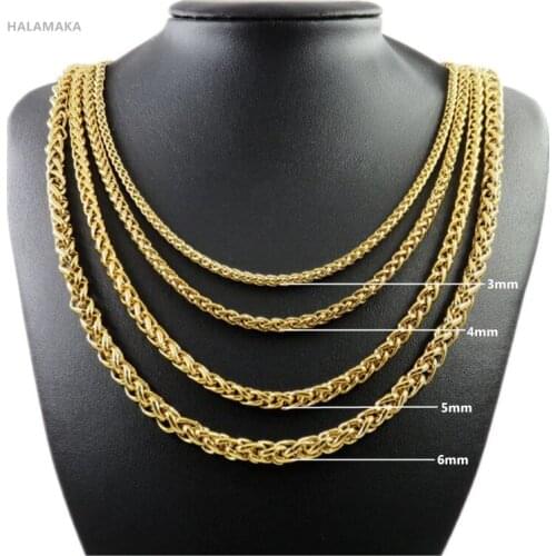Gold-color Chain,Customizes Stainless Steel Snake Necklace For Man, Fashion Christmas Gift Jewelry 3/4/5/6mm 50/55/60/65/70/90cm