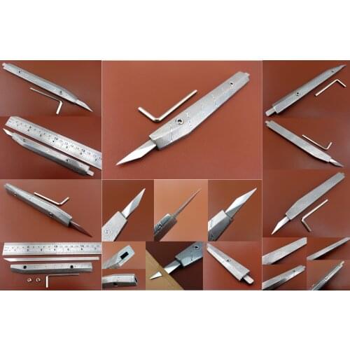 1set Leather Craft Swiss Damascus Steel Handle Cutting Carving Knife Cutter Tool - Sewing Stitching Carving Stamping Groover Awl