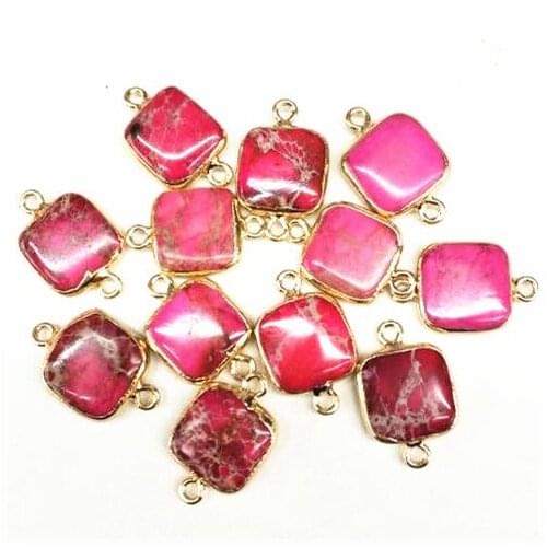 5pcs natural gem stone connectors for charms bracelets making jewelry beads diy jewelry findings size 16mm square shapes