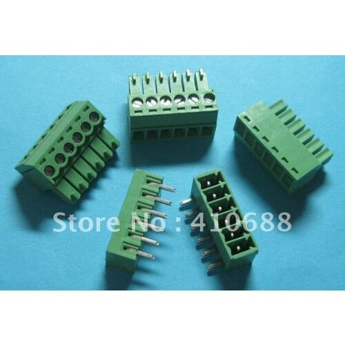 50 Pcs Pitch 3.5mm Angle 6way/pin Screw Terminal Block Connector Green Color T Pluggable Type