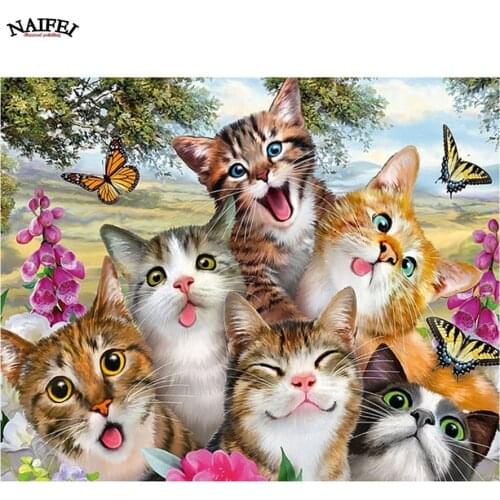 Diy 5d diamond painting cats animal full square Diamond Mosaic Pictures cross stitch patterns embroidery Hand Made childs gift
