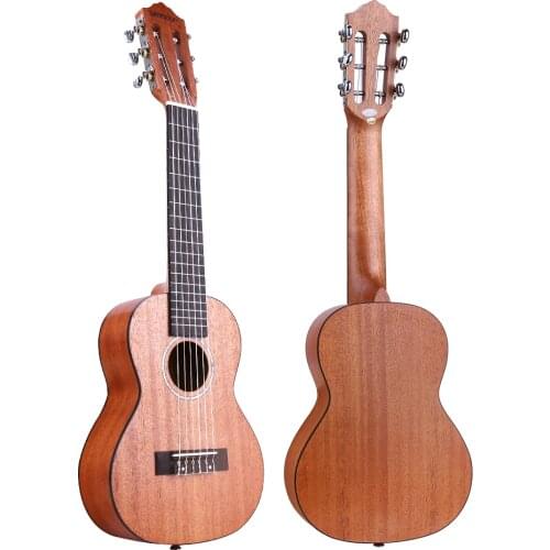 Ammoon 28 Inch Acoustic Guitalele Guilele Guitar Ukulele Mahogany Wood Material with Gig Bag Strap Spare Strings