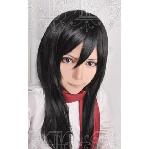 Anime Attack on Titan Mikasa·Ackerman Cosplay Wigs Long Black Heat Resistant Synthetic Hair Wig + Wig Cap