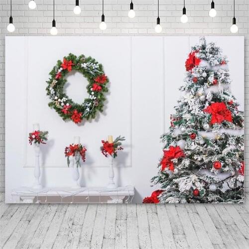 Avezano Backdrops Winter Merry Christmas Tree Bell Wreath Decoration Kids Photography Backgrounds for Photo Studio Photophone