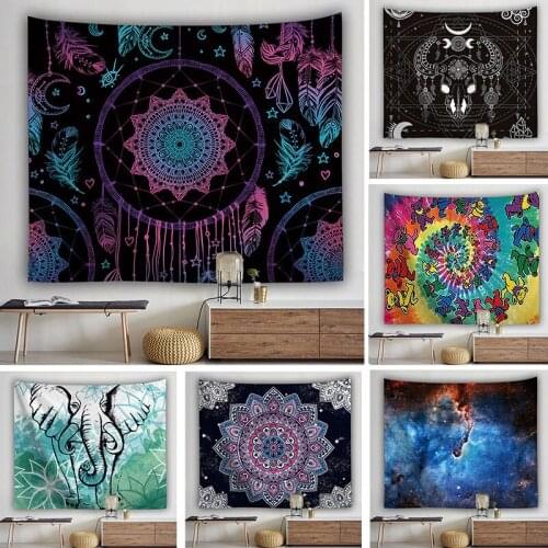 Tarot Moon Elephant Pattern Bohemian Tapestry Wall Hanging for Living Room Bedroom Decoration Wall Tapestries Trippy Tapestry