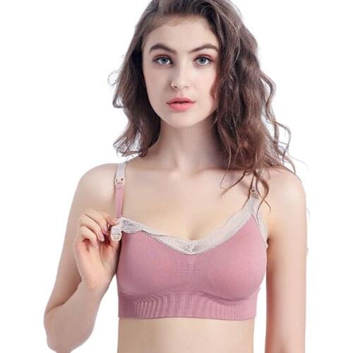 Maternity nursing bra pregnancy bra lace high elasticity seamless nursing bra no rims comfortable button-up nursing underwear