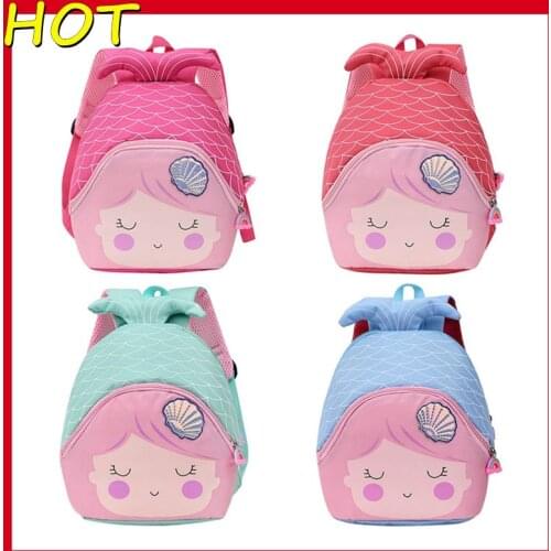 Childrens Zipper Has Compartments School Bag Kindergarten Cartoon Cute Mermaid Backpack Girls Bag 2020 NEW