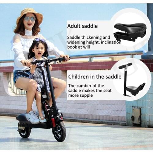 Two rounds 36v 17.5Ah 350W Parent-child electric scooter adult mini folding electric bicycle small battery car scooter