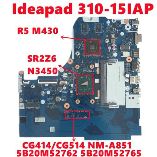 FRU:5B20M52762 5B20M52765 For Lenovo Ideapad 310-15IAP Laptop Motherboard CG414/CG514 NM-A851 With N3450 216-0867071 Fully Test