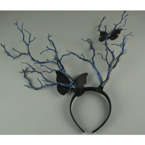Gothic Antler Headdress Deer Horn Tree Branches Headband Photo Props Jewelry R7RF
