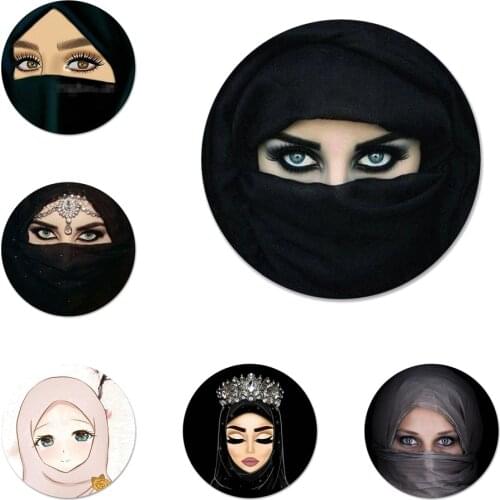 Hijab Beautiful Muslim women Badge Brooch Pin Accessories For Clothes Backpack Decoration gift 58mm