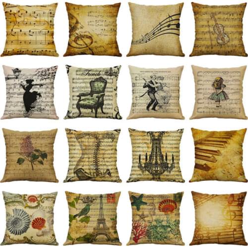 Home Pattern Cotton Case Cushion Fashion Pillow Music Cover 18" Linen Decoration