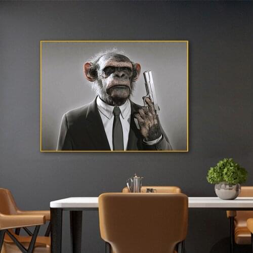 Killer Monkey Canvas Painting Gentleman Animal Monkey Posters and Prints Wall Pictures Modern Living Room Home Decoration