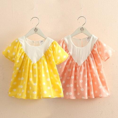 Girls Polka Dot Short Kids Clothes Girls 2 To 12 Teenage Yello Short