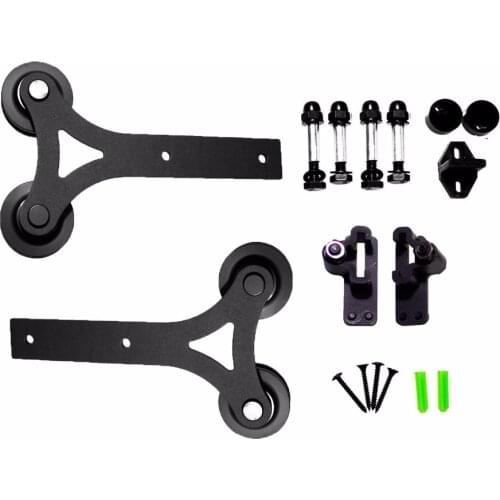 LWZH Basic Wood Barn Door Steel Antique Style Sliding Hardware Track Set Y-Shaped Roller for Closet Sliding Door